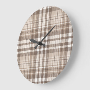 Neutrale aardetone plaid tartan ontwerp grote klok