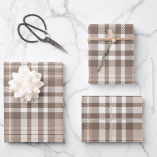 Neutrale aardetone plaid tartan ontwerp  inpakpapier vel