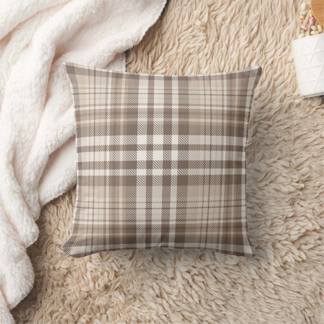 Neutrale aardetone plaid tartan ontwerp  kussen (Deken)