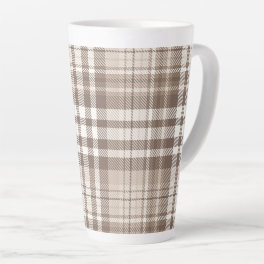 Neutrale aardetone plaid tartan ontwerp latte mok (Rechterhoek)