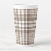 Neutrale aardetone plaid tartan ontwerp latte mok (Voorkant)