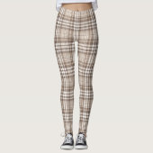 Neutrale aardetone plaid tartan ontwerp leggings (Voorkant)