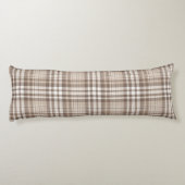 Neutrale aardetone plaid tartan ontwerp lichaamskussen (Achterkant)