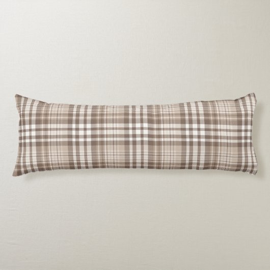 Neutrale aardetone plaid tartan ontwerp lichaamskussen (Voorkant)
