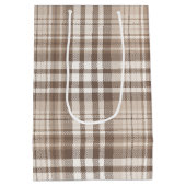 Neutrale aardetone plaid tartan ontwerp medium cadeauzakje (Achterkant)
