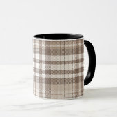 Neutrale aardetone plaid tartan ontwerp mok (Voorkant rechts)