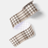 Neutrale aardetone plaid tartan ontwerp satijnen lint (Achterkant)