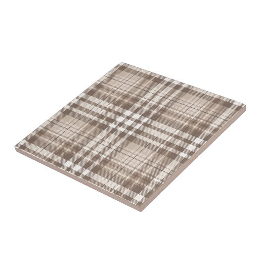 Neutrale aardetone plaid tartan ontwerp tegeltje (Zijkant)