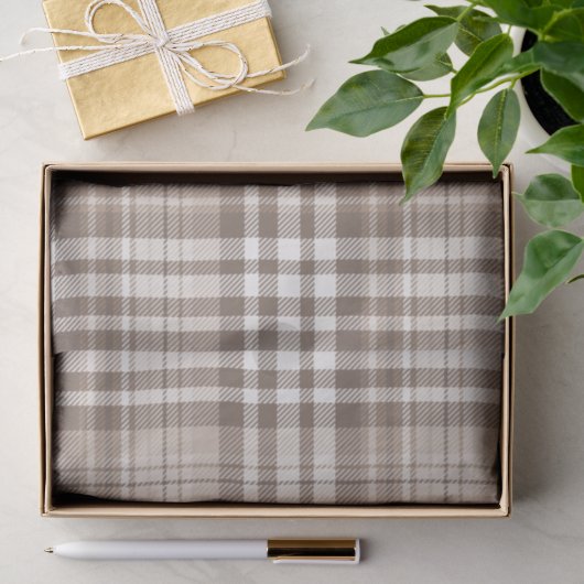 Neutrale aardetone plaid tartan ontwerp tissuepapier (Geschenk)