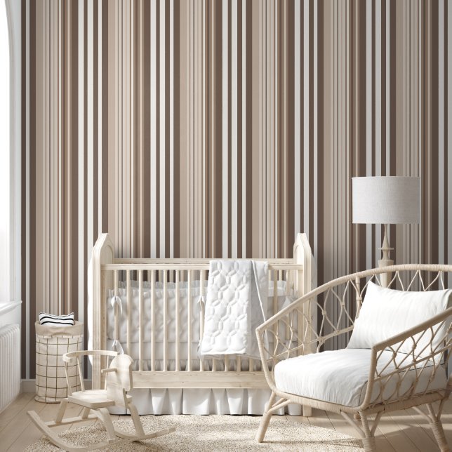 Neutrale aardetoneel strepenpatroon ontwerp  behang (Kinderen)