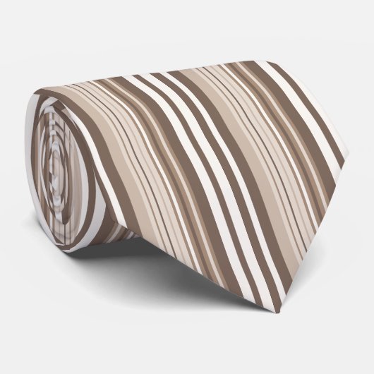 Neutrale aardetoneel strepenpatroonontwerp  stropdas (Opgerold)