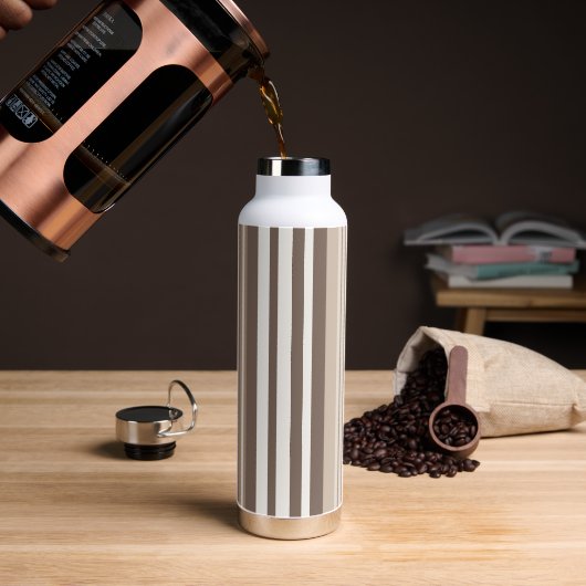 Neutrale aardetoneel strepenpatroonontwerp  waterfles (Koffie)