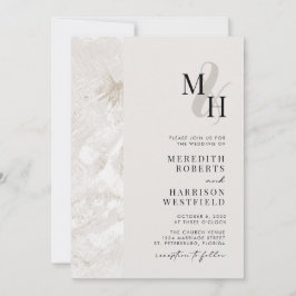 Neutrale Aardetonen QR Code Monogram Bruiloft Kaart