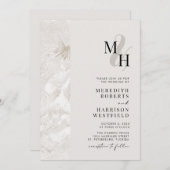 Neutrale Aardetonen QR Code Monogram Bruiloft Kaart (Voorkant / Achterkant)