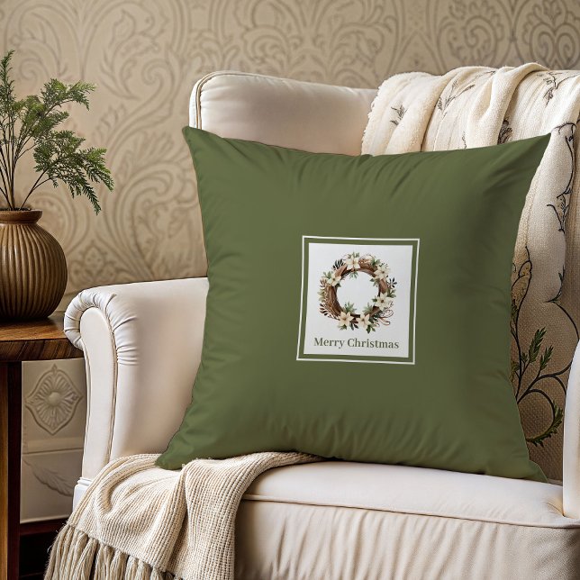 Neutrale aardetonnige kerstkussen cadeau voor haar kussen (Neutral Earthy Christmas Pillow Gift for Her)