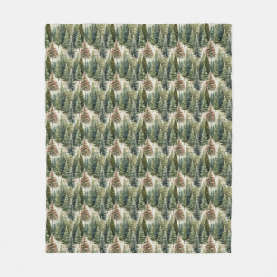 Neutrale aardse kleuren Kerstboom bos winter Fleece Deken