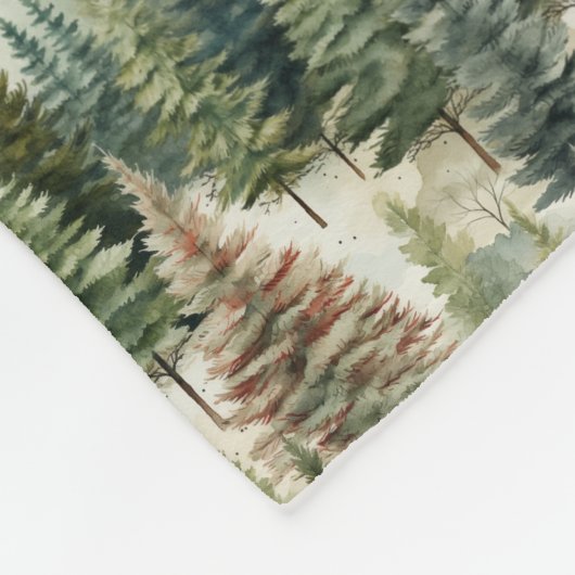 Neutrale aardse kleuren Kerstboom bos winter Fleece Deken (Hoek)