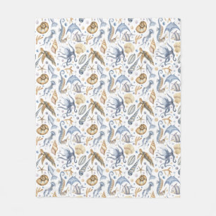 Neutrale aardse kleuren pastel zee maritiem fleece deken