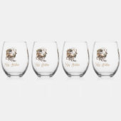 Neutrale aardse tinten groen kerstrendier wijnglas zonder voet (Voorkant)