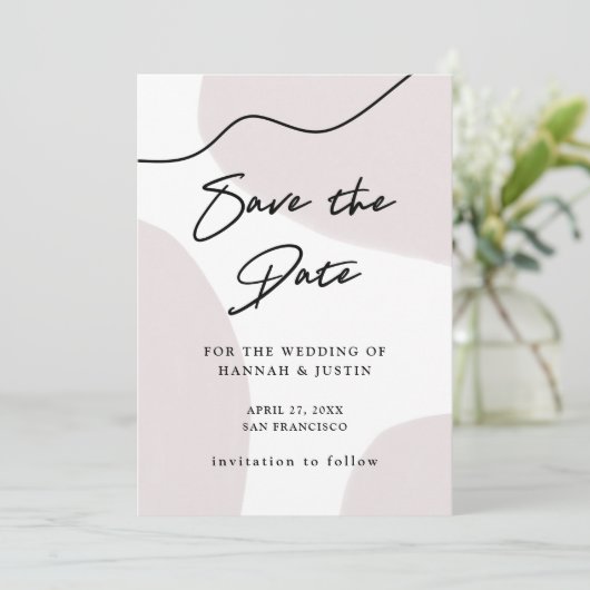 Neutrale Abstracte Aquarel Save The Date (Staand voorkant)