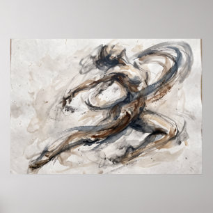 Neutrale Abstracte Figuur Beweging Poster