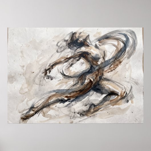 Neutrale Abstracte Figuur Beweging Poster (Voorkant)