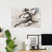 Neutrale Abstracte Figuur Beweging Poster (Thuiskantoor)
