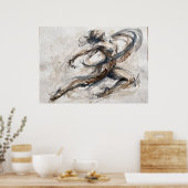 Neutrale Abstracte Figuur Beweging Poster (Keuken)