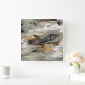 Neutrale Abstracte grijze afdrukken | Silvia Vassi Vierkante Klok (Huis)