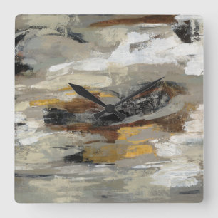 Neutrale Abstracte grijze afdrukken   Silvia Vassi Vierkante Klok