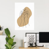 Neutrale Abstracte Lijnvorm Poster (Thuiskantoor)