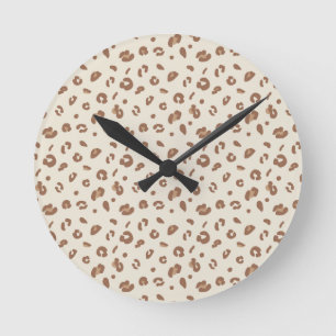 Neutrale Abstracte Luipaardprint Patroon Modern Ronde Klok