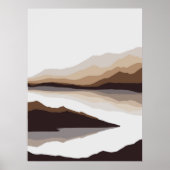 Neutrale Abstracte Mountain- en River Wall Art Poster (Voorkant)