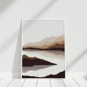 Neutrale Abstracte Mountain- en River Wall Art Poster