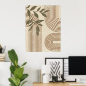 Neutrale Abstracte Regenbogen en Botanische Wandku Poster (Thuiskantoor)