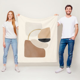 Neutrale Abstracte Vormen | Minimalistische Modern Fleece Deken