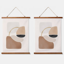 Neutrale Abstracte Vormen | Minimalistische Modern Hangend Wandkleed