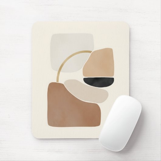 Neutrale Abstracte Vormen | Minimalistische Modern Muismat (Met muis)