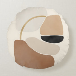 Neutrale Abstracte Vormen | Minimalistische Modern Rond Kussen