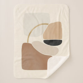 Neutrale Abstracte Vormen | Minimalistische Modern Sherpa Deken