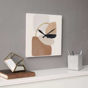 Neutrale Abstracte Vormen   Minimalistische Modern Vierkante Klok