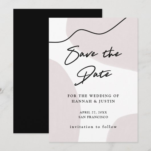 Neutrale Abstracte Waterverf Save The Date (Voorkant / Achterkant)