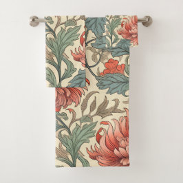 Neutrale achtergrond met kleurrijke roze retro blo bad handdoek