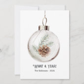 Neutrale Aquarel Denneappel Jaaroverzicht Vakantie Feestdagenkaart (Voorkant)