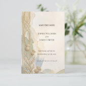 Neutrale Art Deco bloemige Save The Date kaart (Staand voorkant)