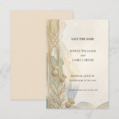Neutrale Art Deco bloemige Save The Date kaart (Voorkant / Achterkant)