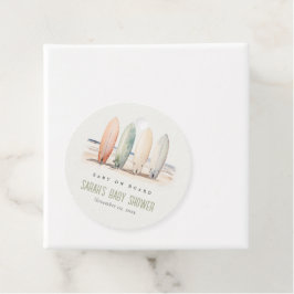 Neutrale Baby aan boord van het Surfboard Baby sho Bedankjes Labels