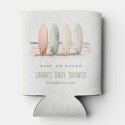 Neutrale Baby aan boord van het Surfboard Baby sho Blikjeskoeler (Achterkant)