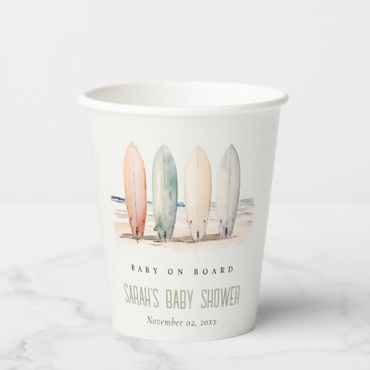Neutrale Baby aan boord van het Surfboard Baby sho Papieren Bekers (Voorkant)
