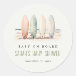 Neutrale Baby aan boord van het Surfboard Baby sho Ronde Sticker